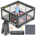 Foldable Playpen for Babies and Toddlers, 50x50 Inches Dark Gray N995