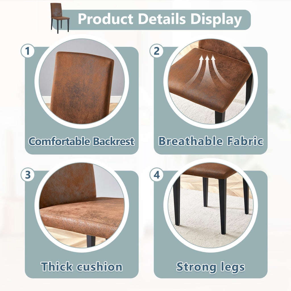 Brown 9 Piece Extendable Dining Table Set with 8 Suede Chairs D798680