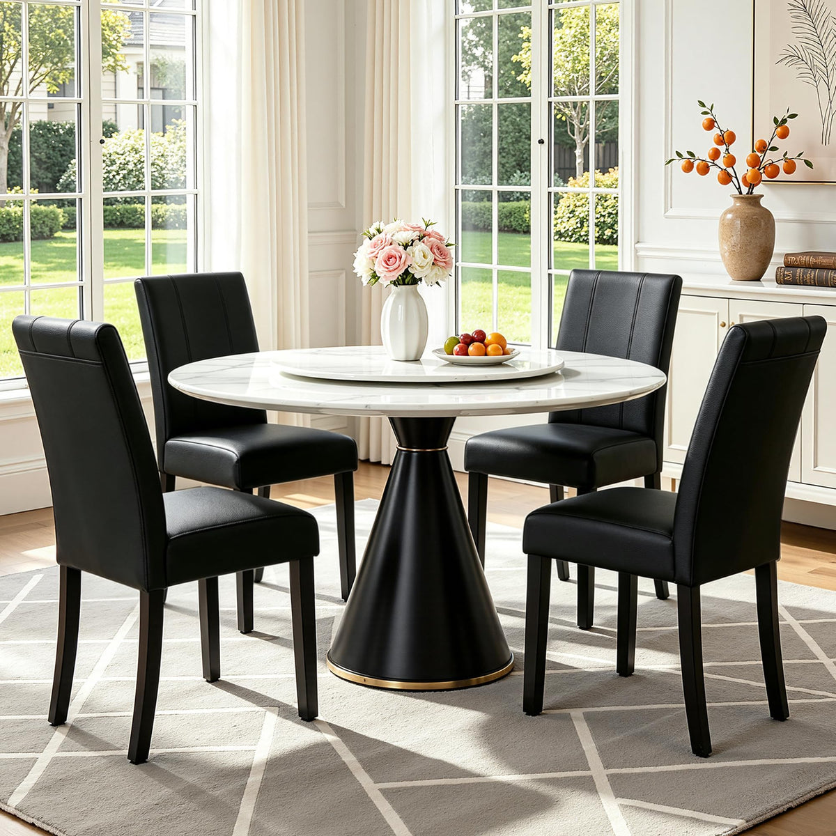 Black Faux Leather Dining Chairs Set of 4 M764