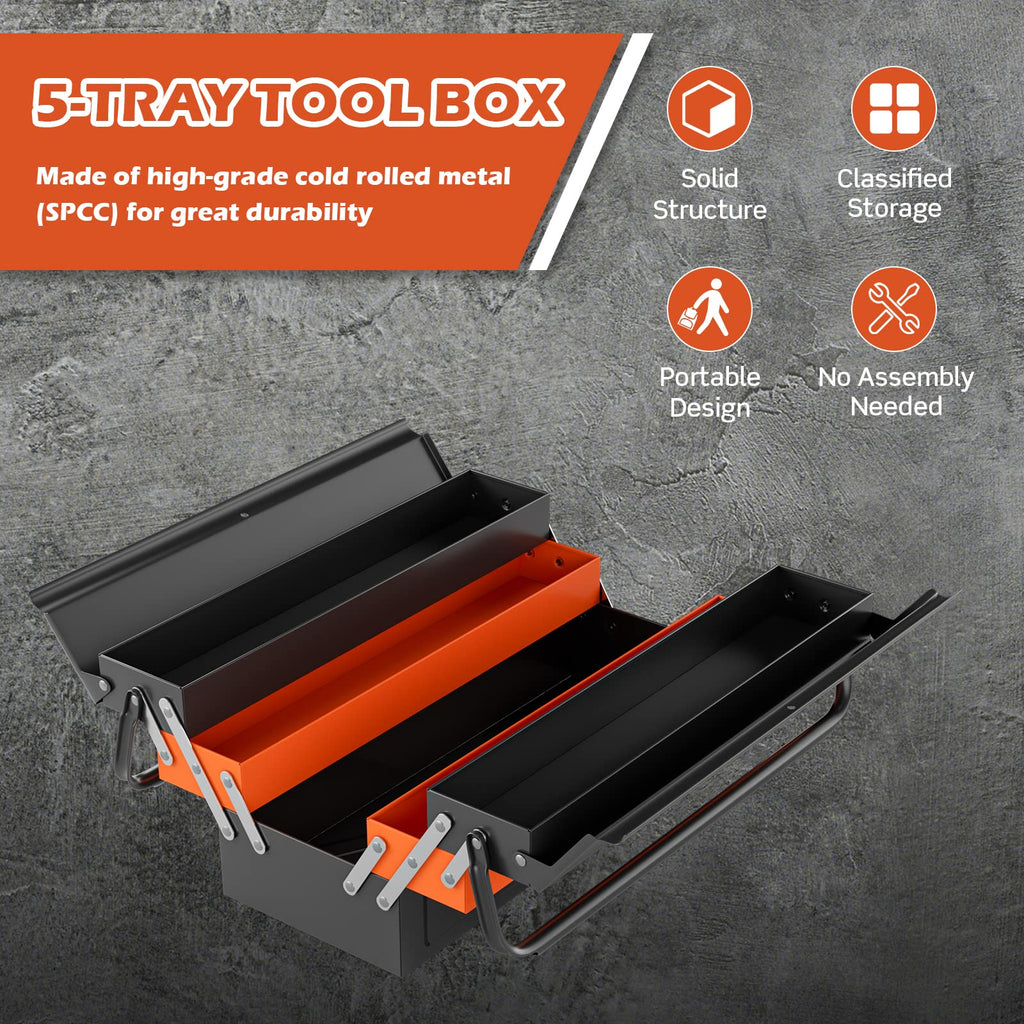 22-Inch 3-Layer 5-Tray Metal Tool Box E9806