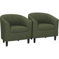 Corduroy Barrel Armchairs Set of 2 Dark Green L37115
