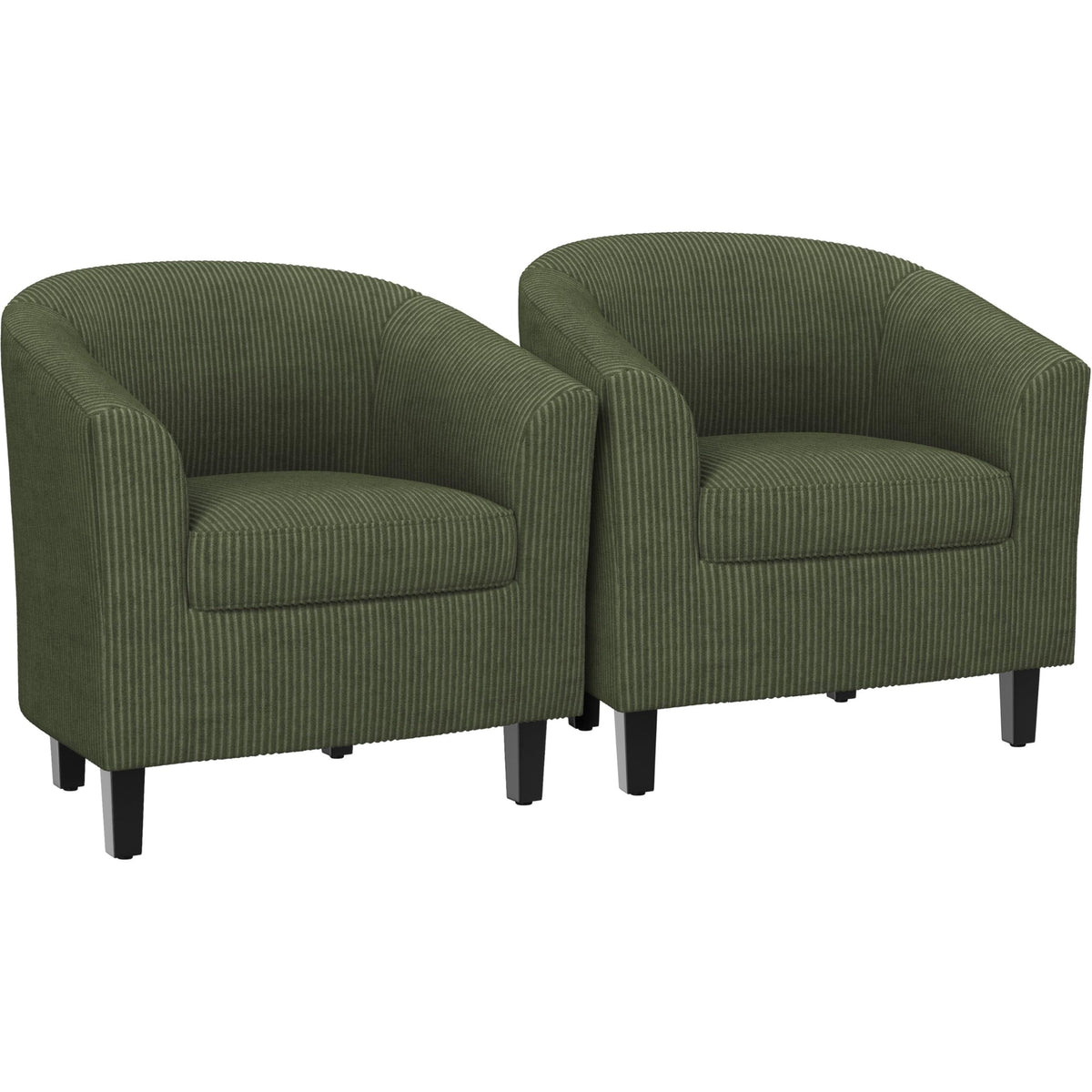 Corduroy Barrel Armchairs Set of 2 Dark Green L37115