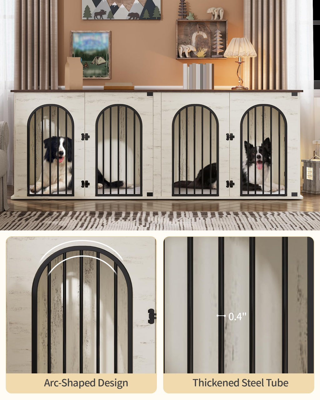 Double Dog Crate Furniture with Cushion K94544