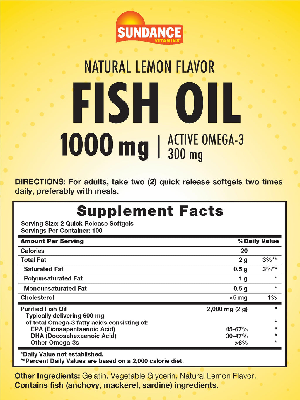 Fish Oil Softgels 1000mg Omega-3 200 Softgels U72274