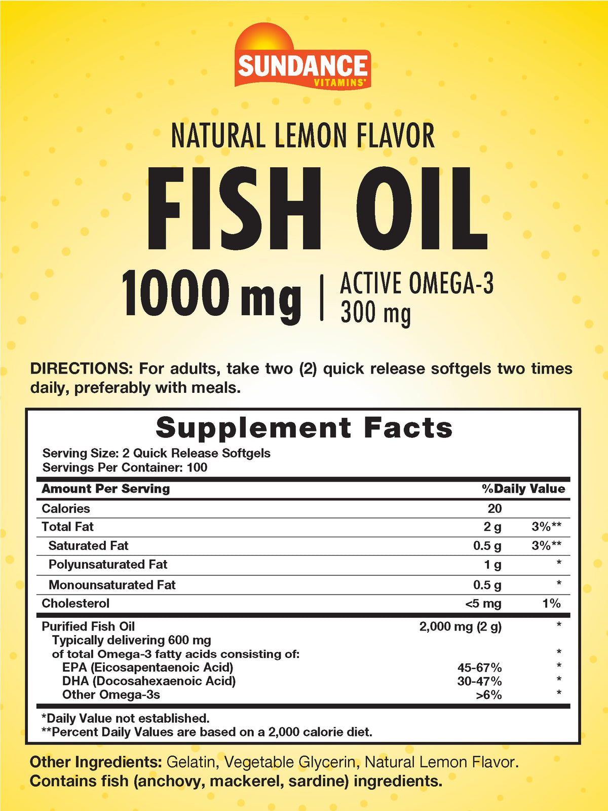 Fish Oil Softgels 1000mg Omega-3 200 Softgels U72274