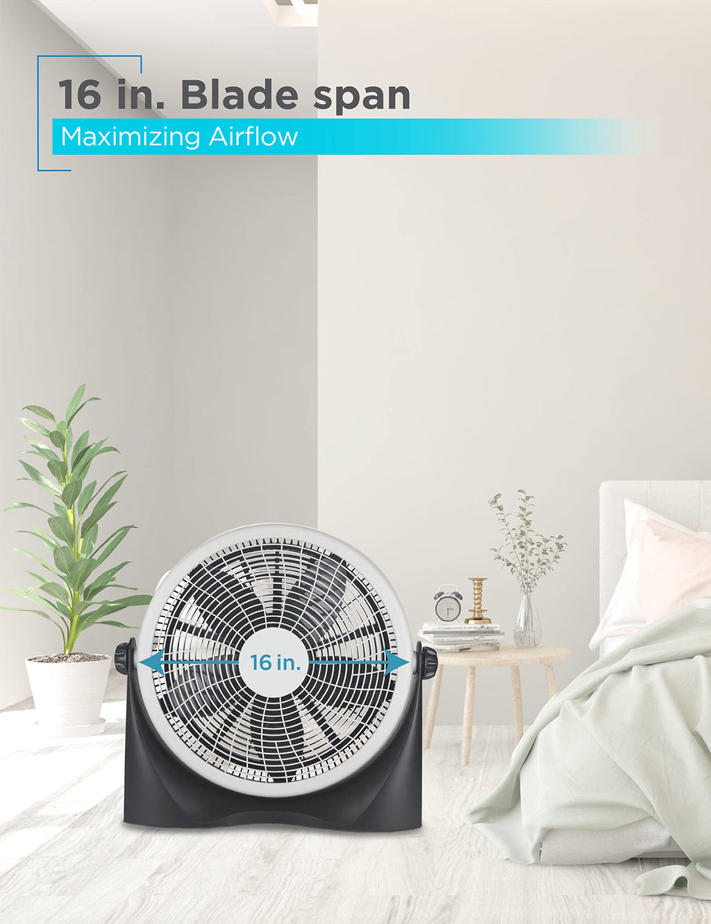 15.6” High Velocity Floor Fan, 3 Speeds W128