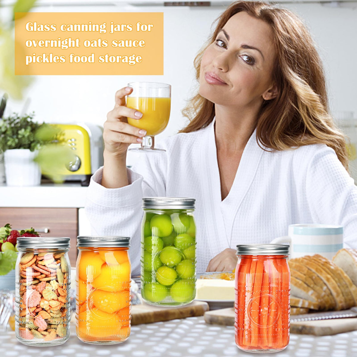 Wide Mouth Mason Jars with Lids 32oz 12 Pack A31808