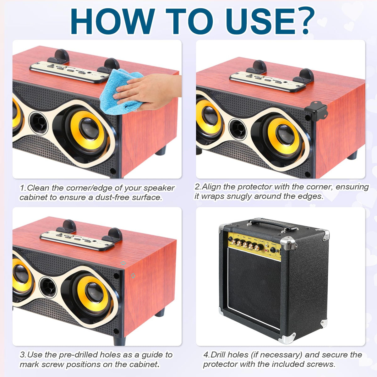 4 Pcs Metal Speaker Cabinet Corners Protector L219