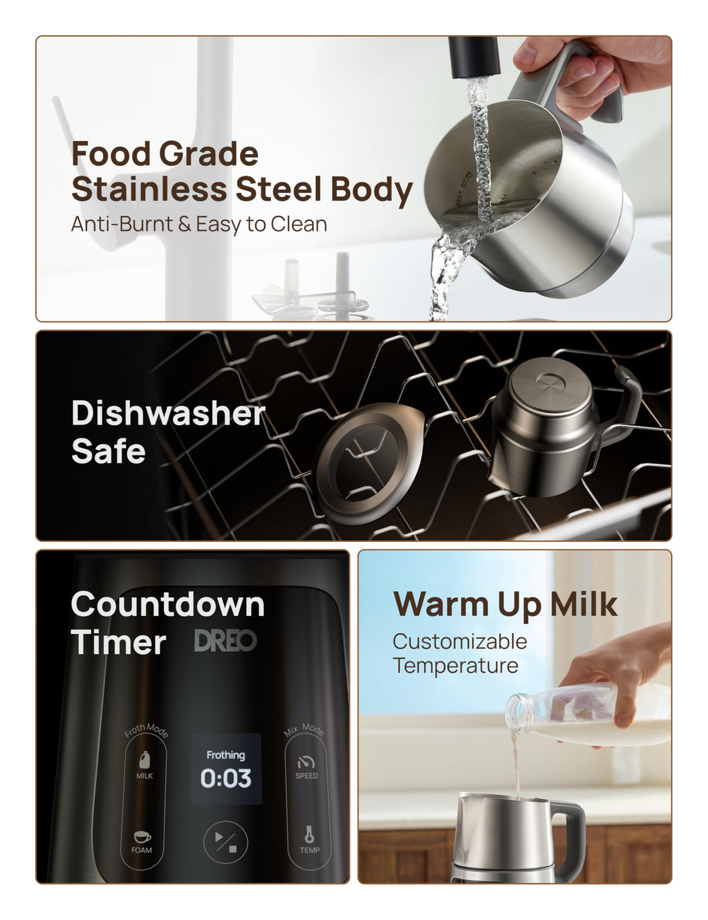 Electric Milk Frother 15oz Dishwasher Safe D96847
