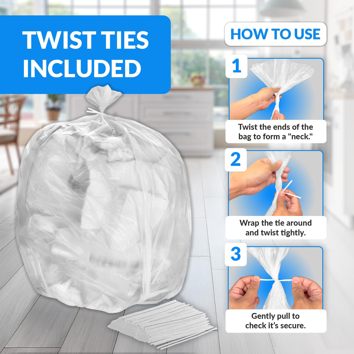 55 Gallon Heavy Duty Clear Trash Bags 100 Count D436