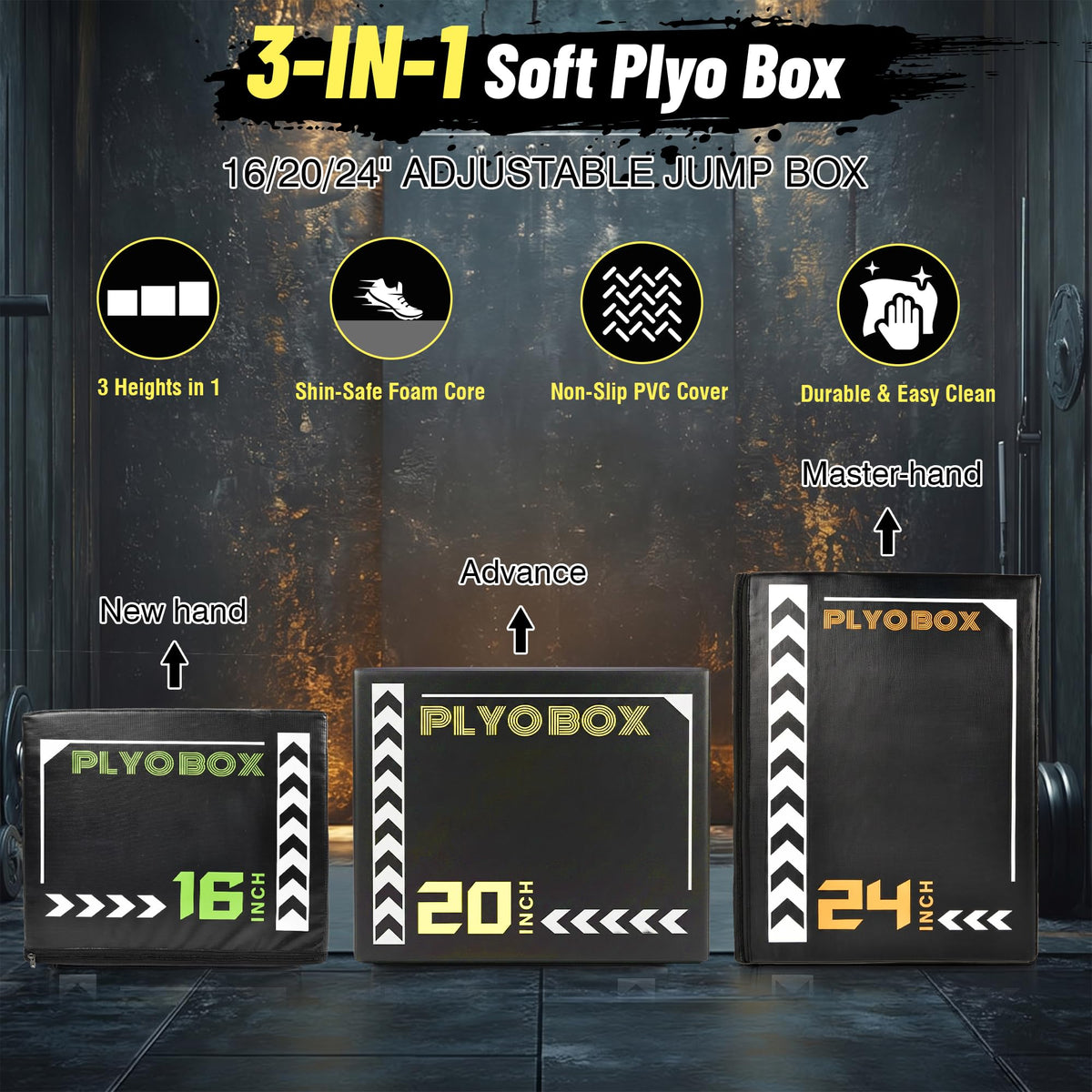 3-in-1 Foam Plyometric Jump Box A4641