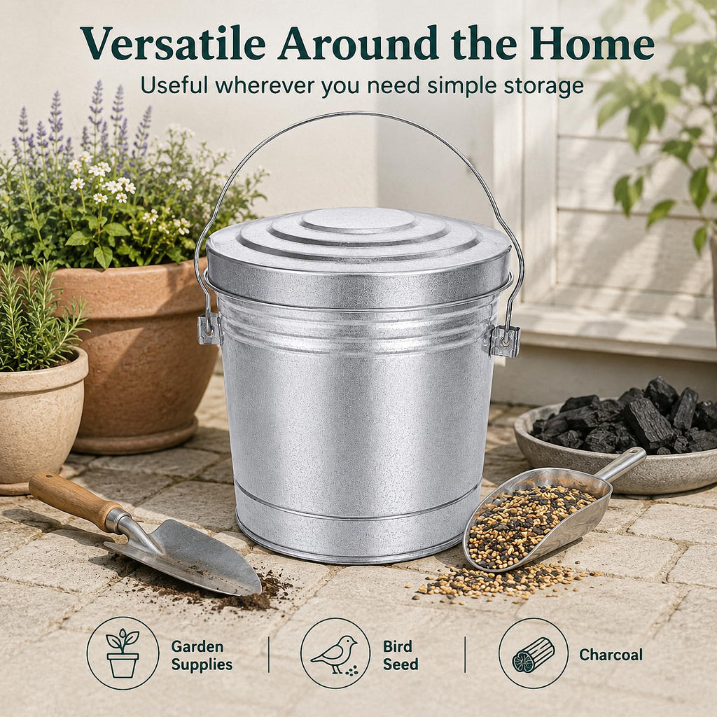6 Gallon Galvanized Metal Trash Can with Locking Lid C445