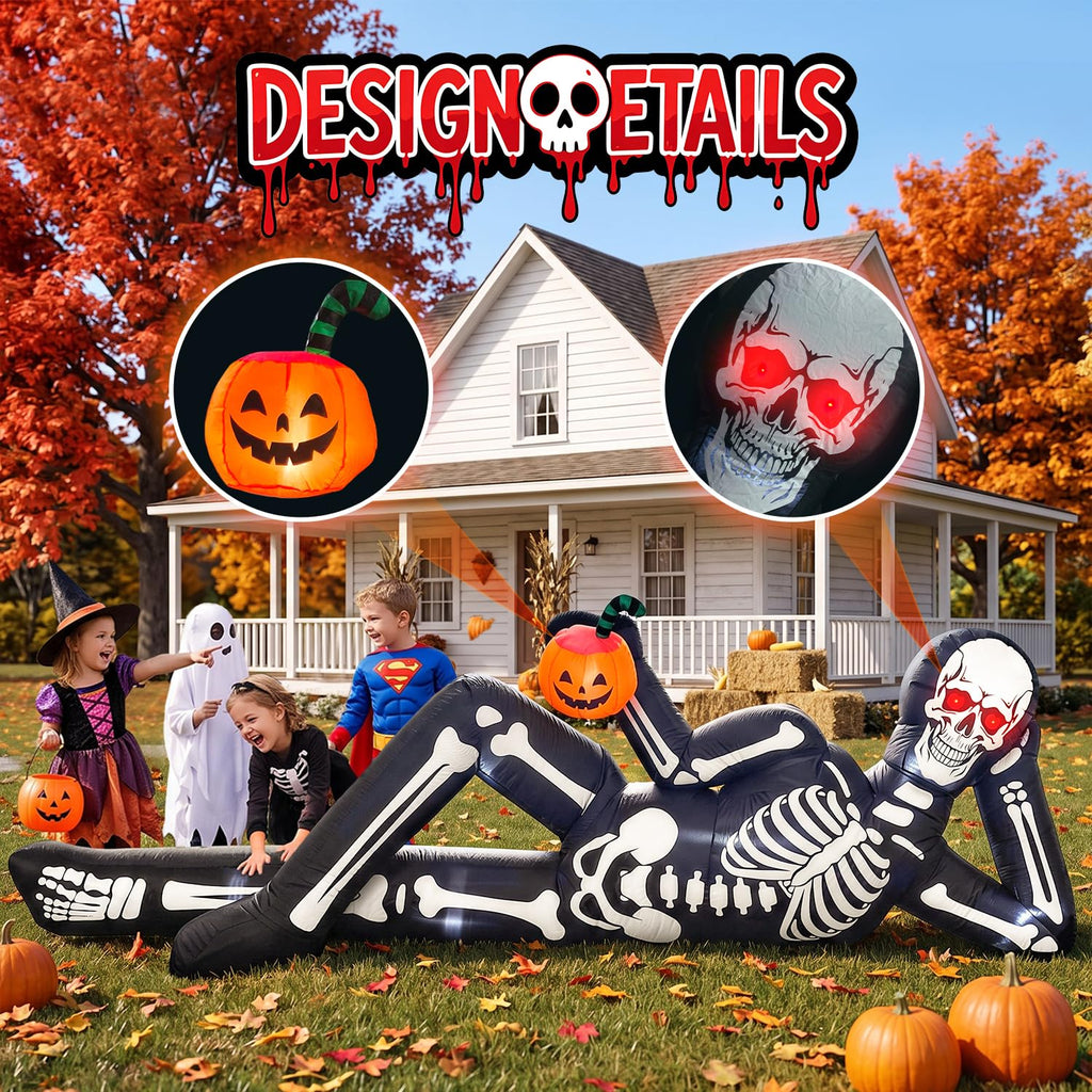 12FT Halloween Inflatable Lying Skeleton Decoration X97880