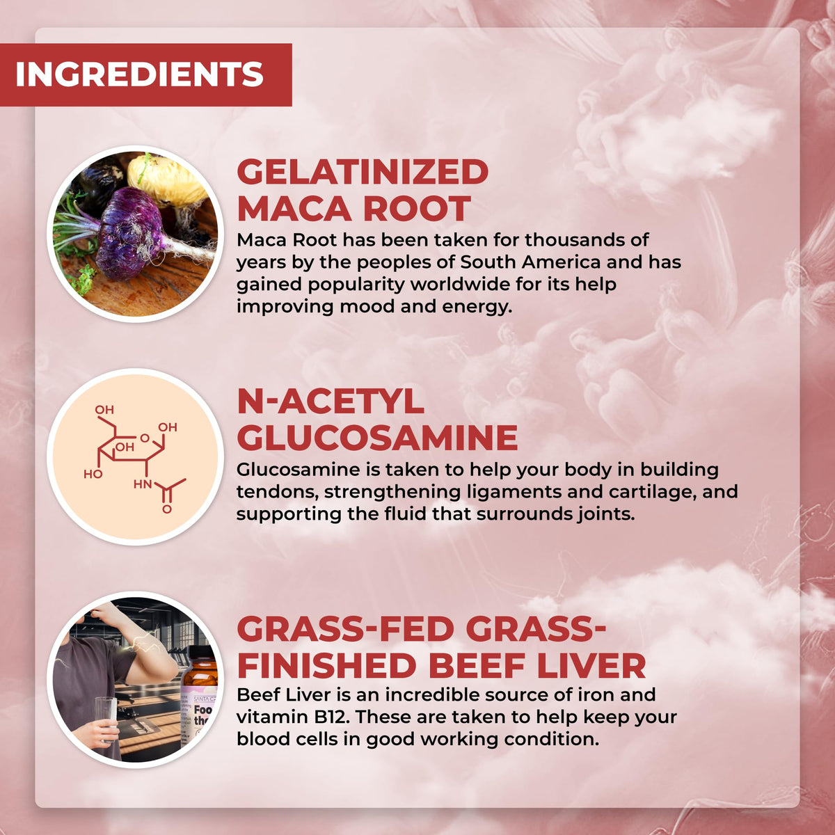 Grass Fed Beef Organ Supplement with Collagen, Maca Root, Colostrum, Bone Broth, 30 Servings Z793914