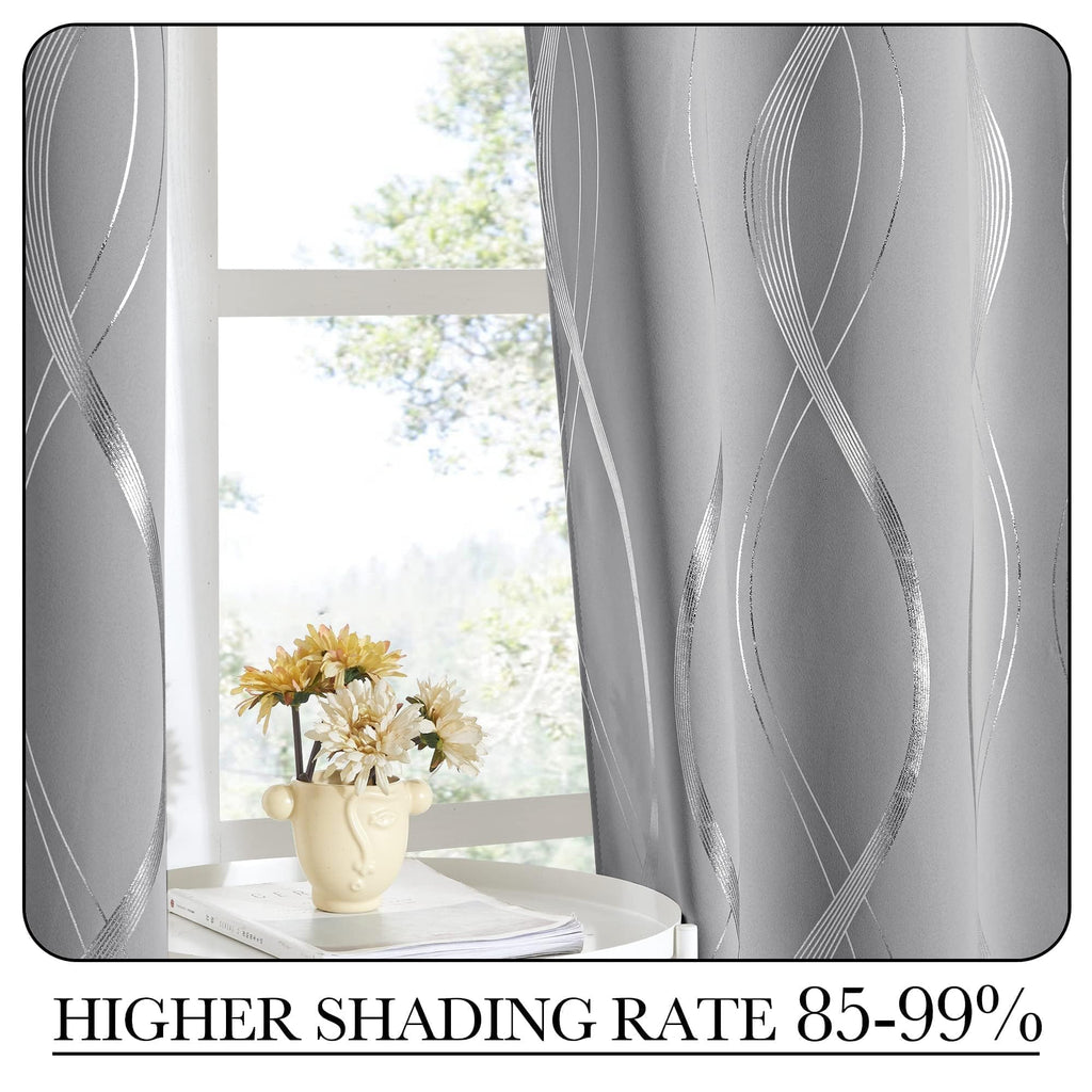 Silver Grey Pattern Curtains 52 x 84 Inch J83488