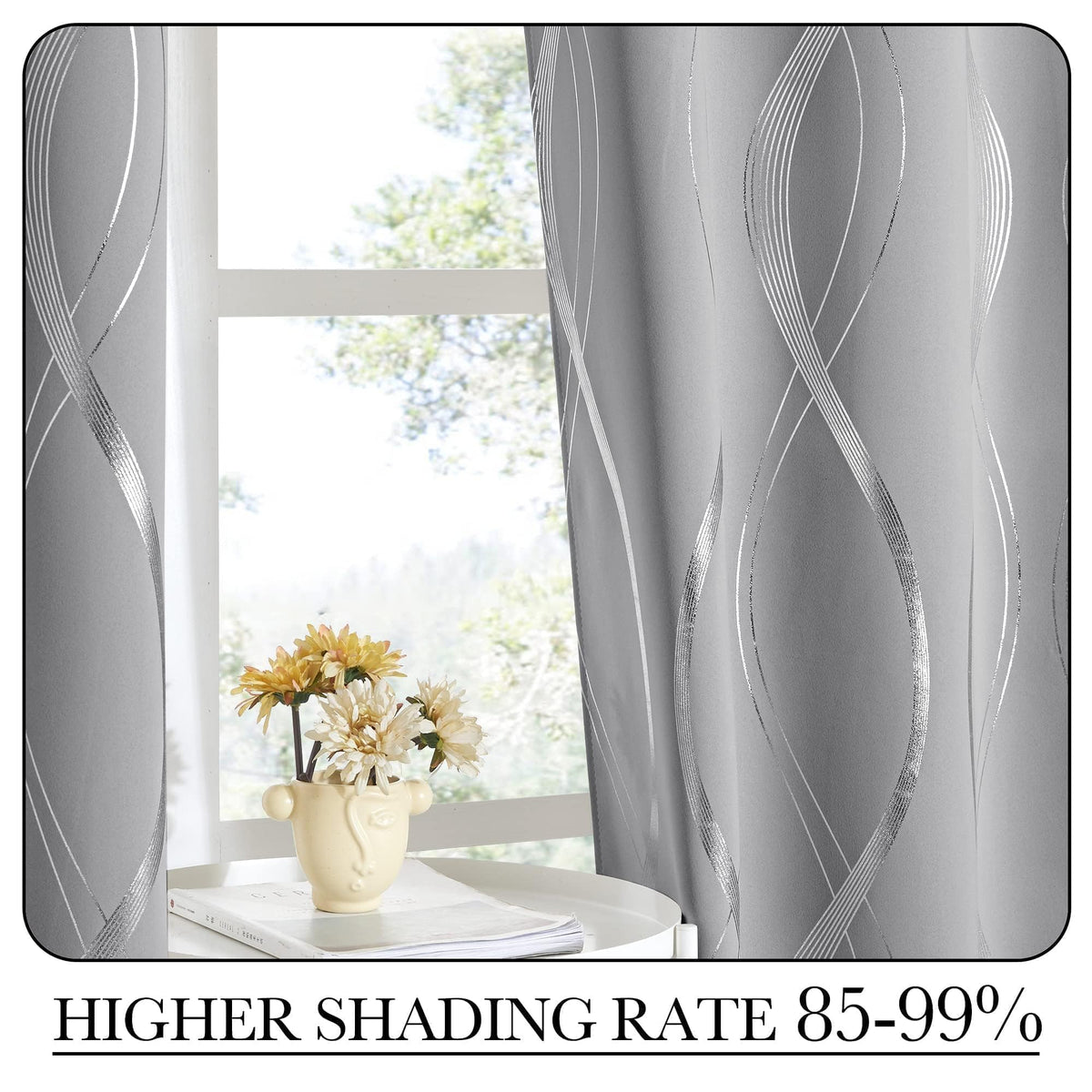 Silver Grey Pattern Curtains 52 x 84 Inch J83488