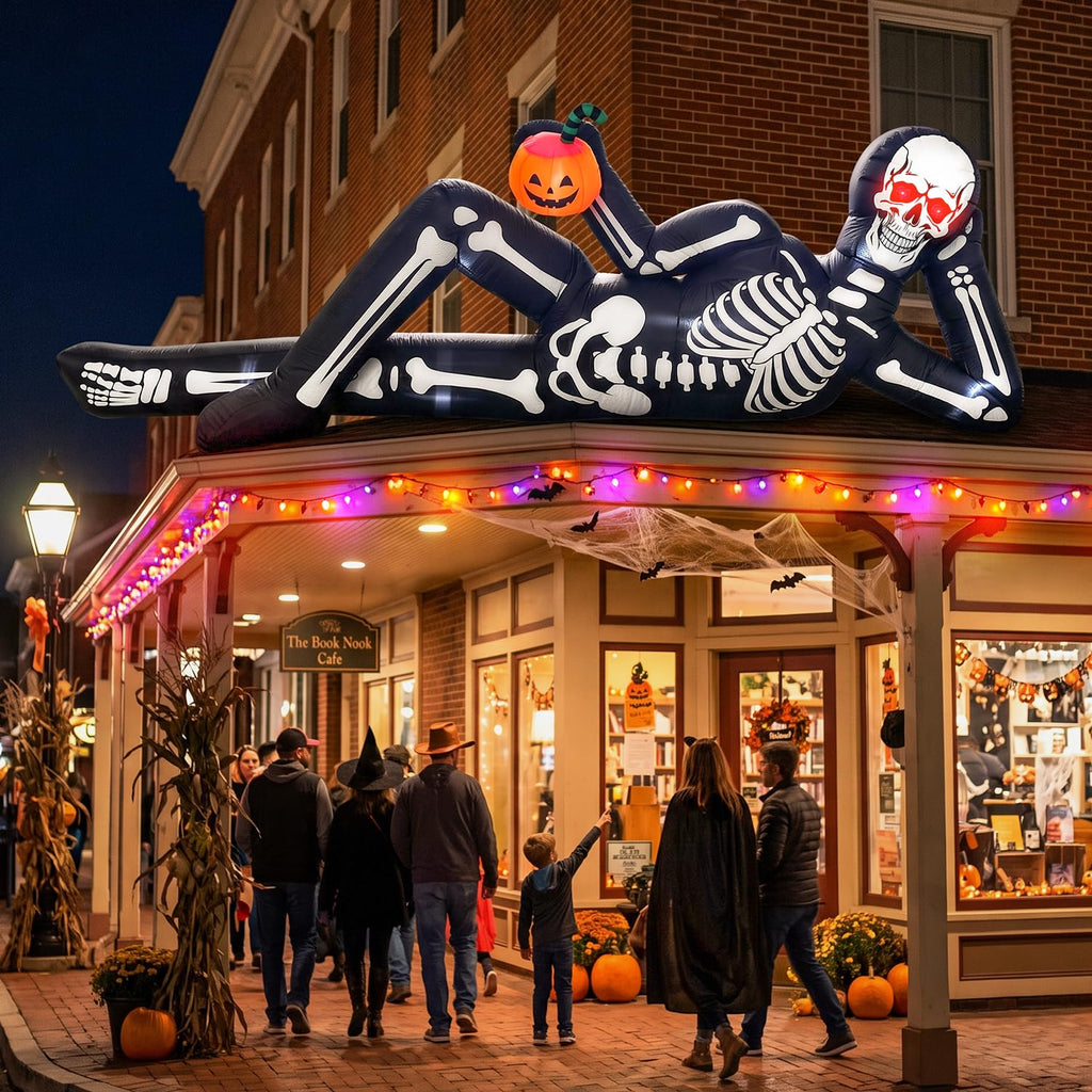 12FT Halloween Inflatable Lying Skeleton Decoration X97880