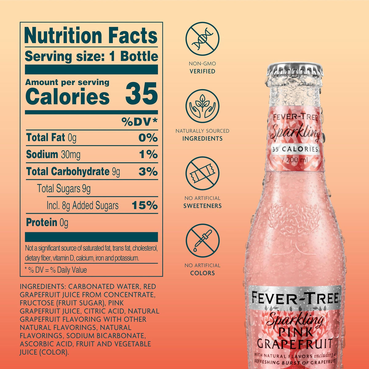 Sparkling Pink Grapefruit Soda Mixer, 24 Pack, 6.8 Fl Oz Bottles J125714