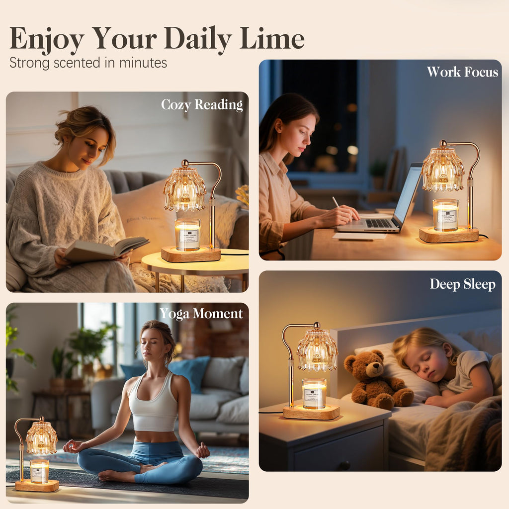 Candle Warmer Lamp with Timer Dimmer Adjustable Height Glass Z786740
