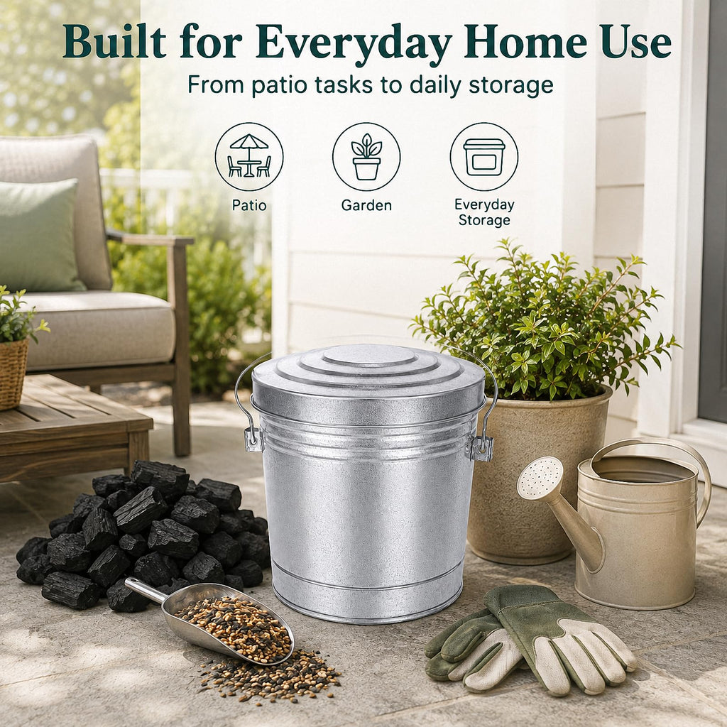 6 Gallon Galvanized Metal Trash Can with Locking Lid C445