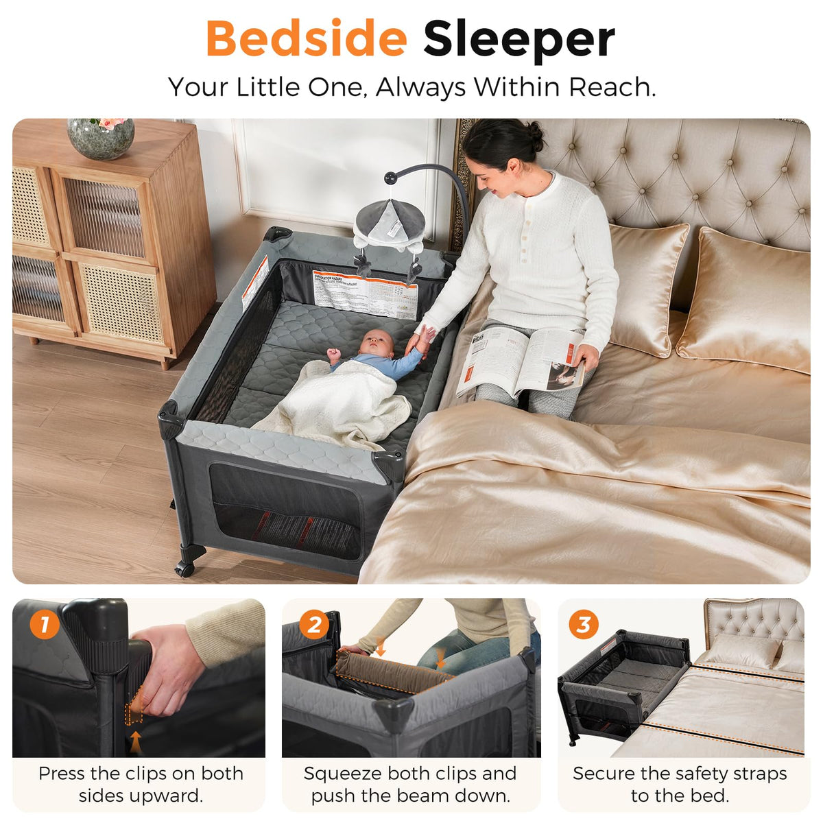 7 in 1 Pack and Play with Bassinet and Changing Station, Portable Electric Baby Swing T8174