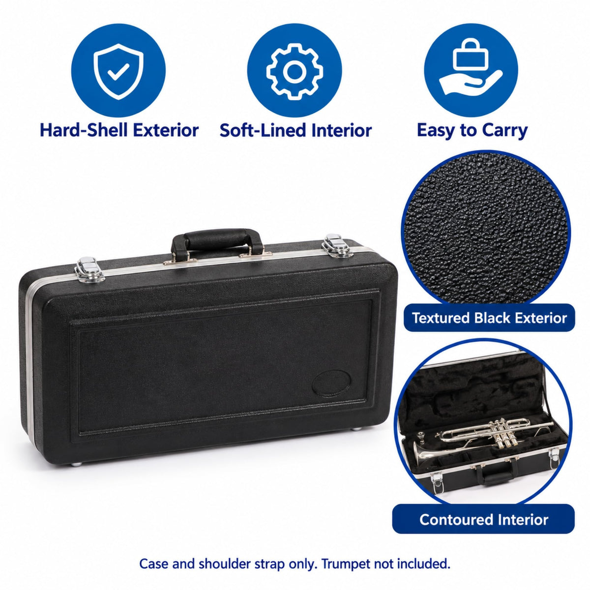 Lightweight ABS Hard Case for Bb Trumpet, Black C36274