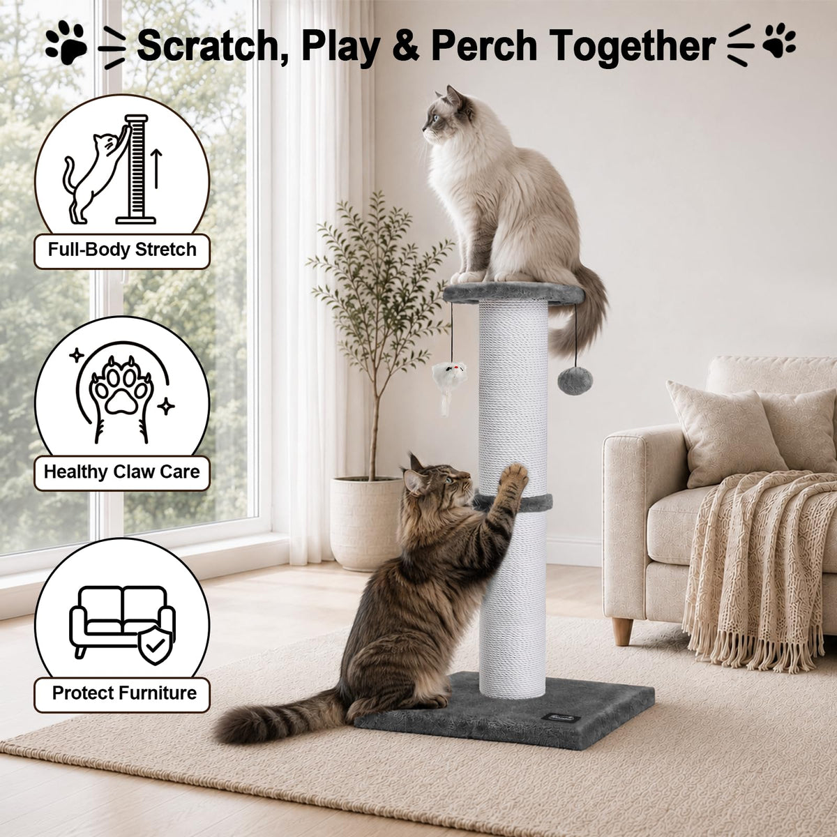 34-Inch Tall Cat Scratching Post B7078