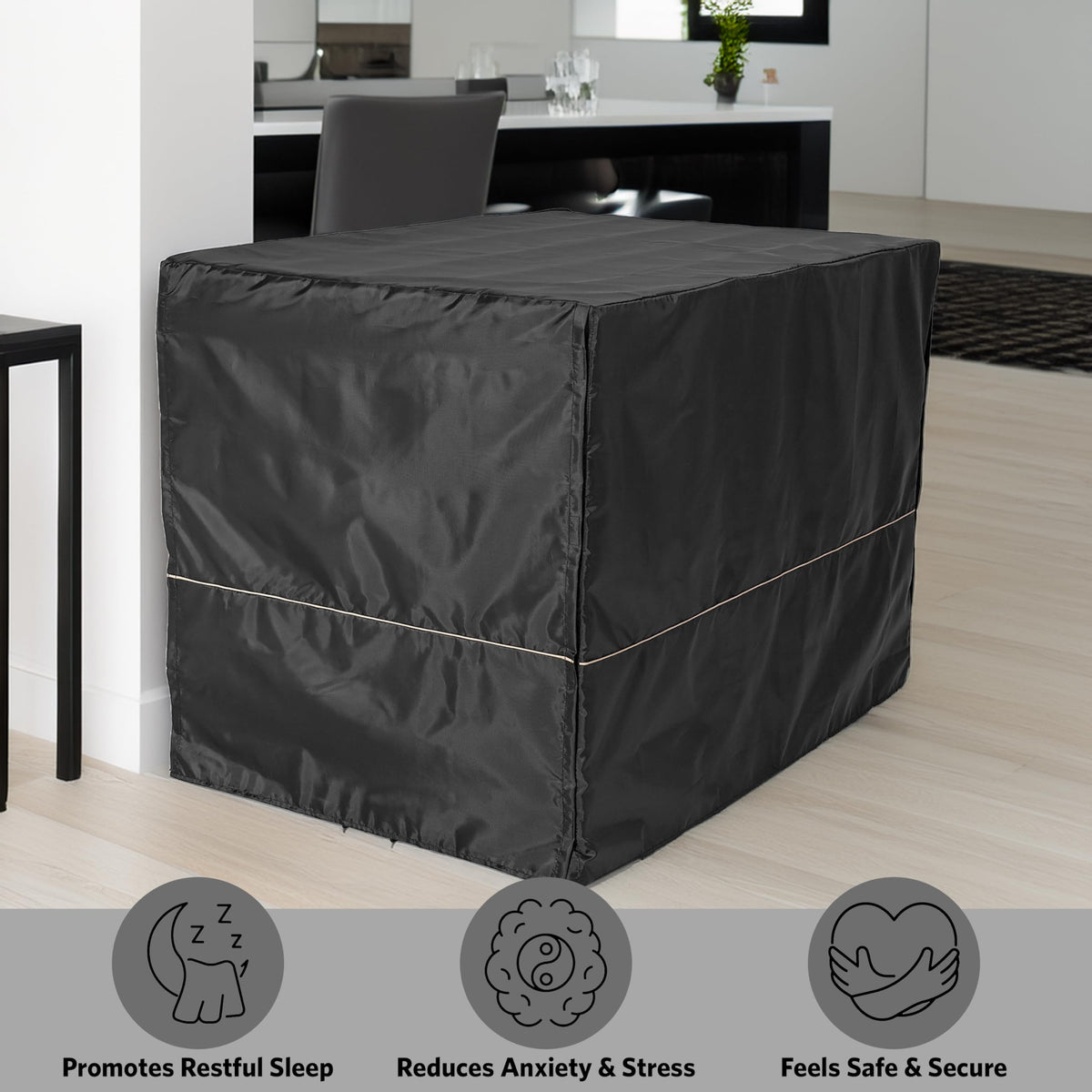 42-inch Double Door Dog Crate with Pet Bed, 2 Bowls and Privacy Cover Y83112