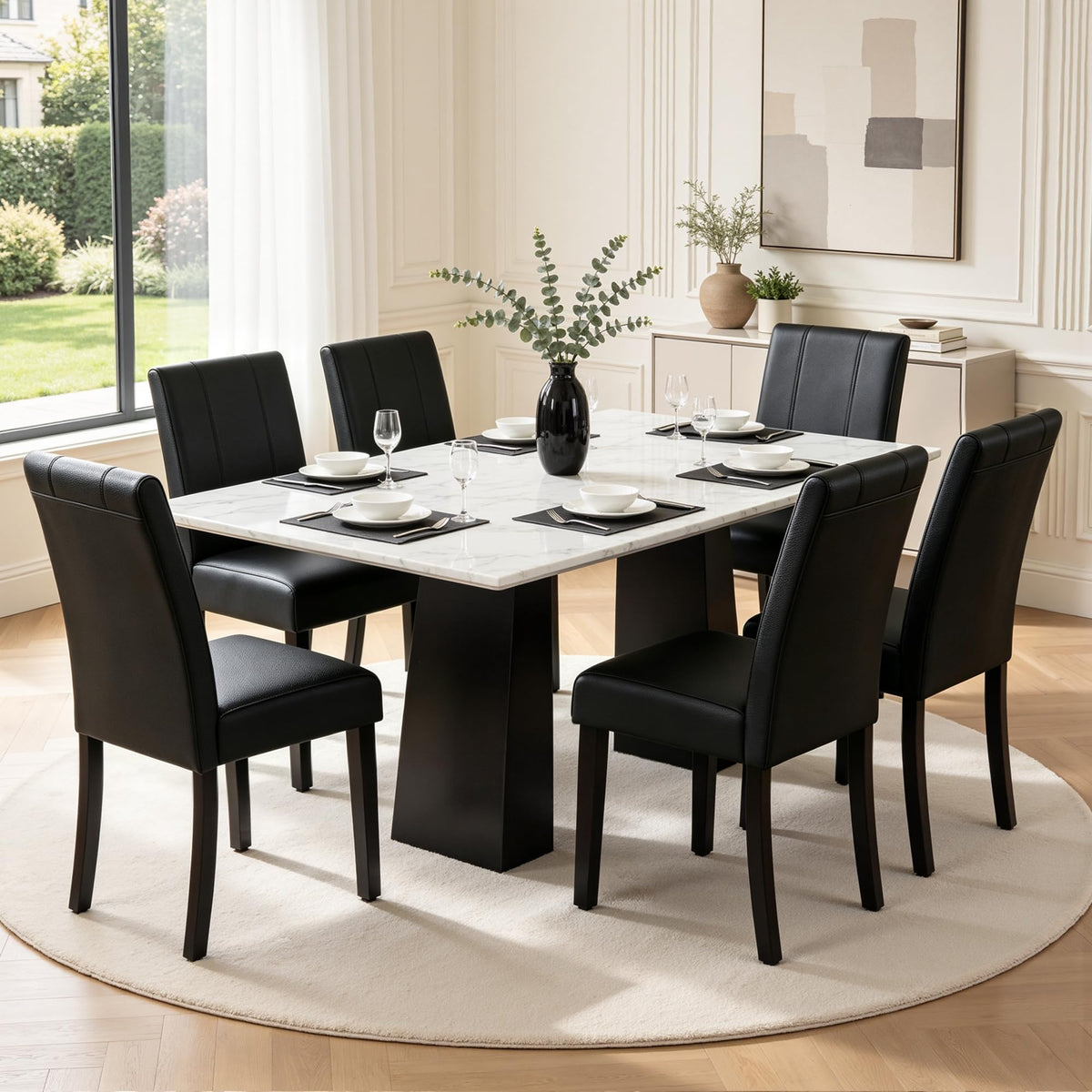 Black Faux Leather Dining Chairs Set of 4 M764