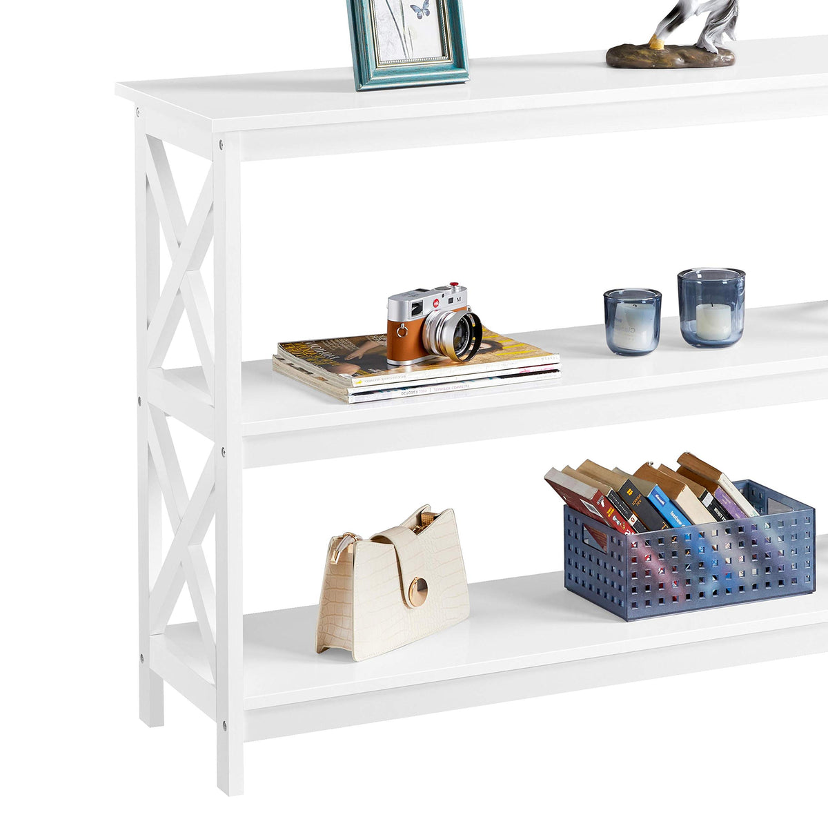 White 3-Tier Narrow Console Table G876869
