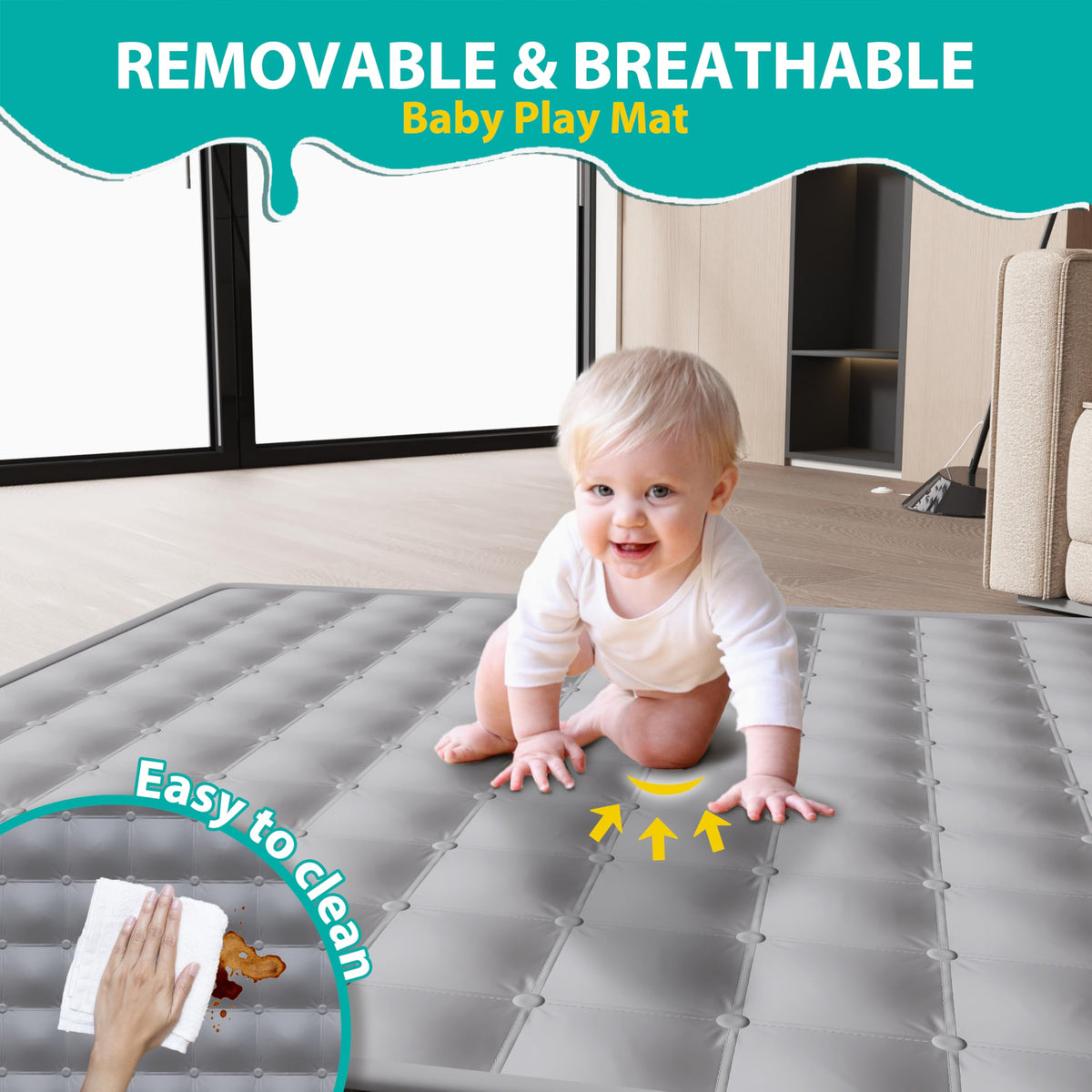Foldable Playpen for Babies and Toddlers, 50x50 Inches Dark Gray N995