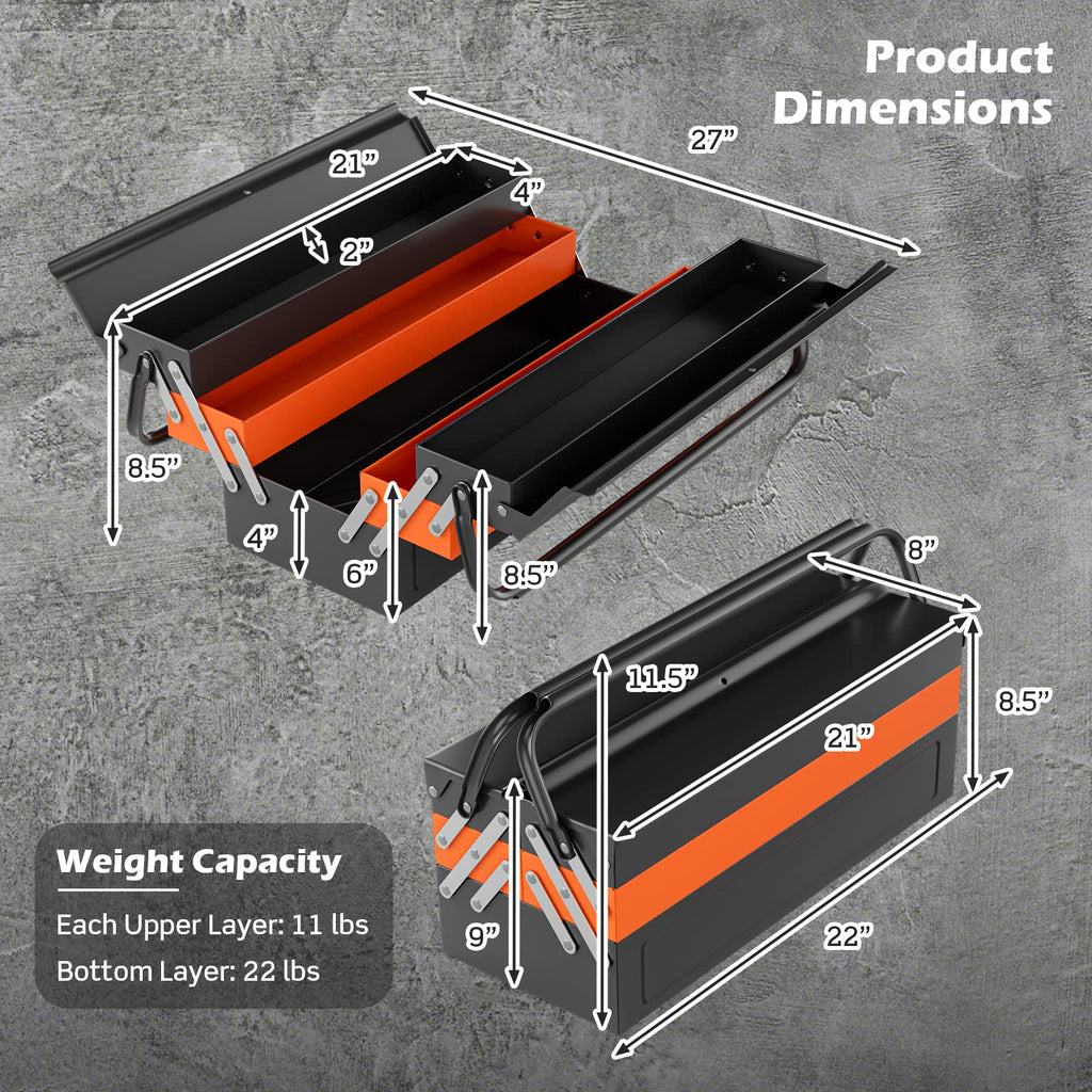 22-Inch 3-Layer 5-Tray Metal Tool Box E9806