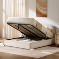 Queen Lift Up Storage Bed Frame with Adjustable Headboard, Beige R345394