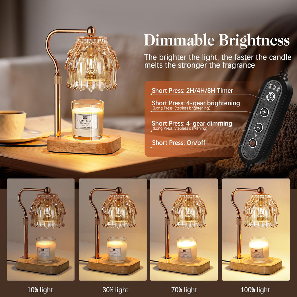 Candle Warmer Lamp with Timer Dimmer Adjustable Height Glass Z786740
