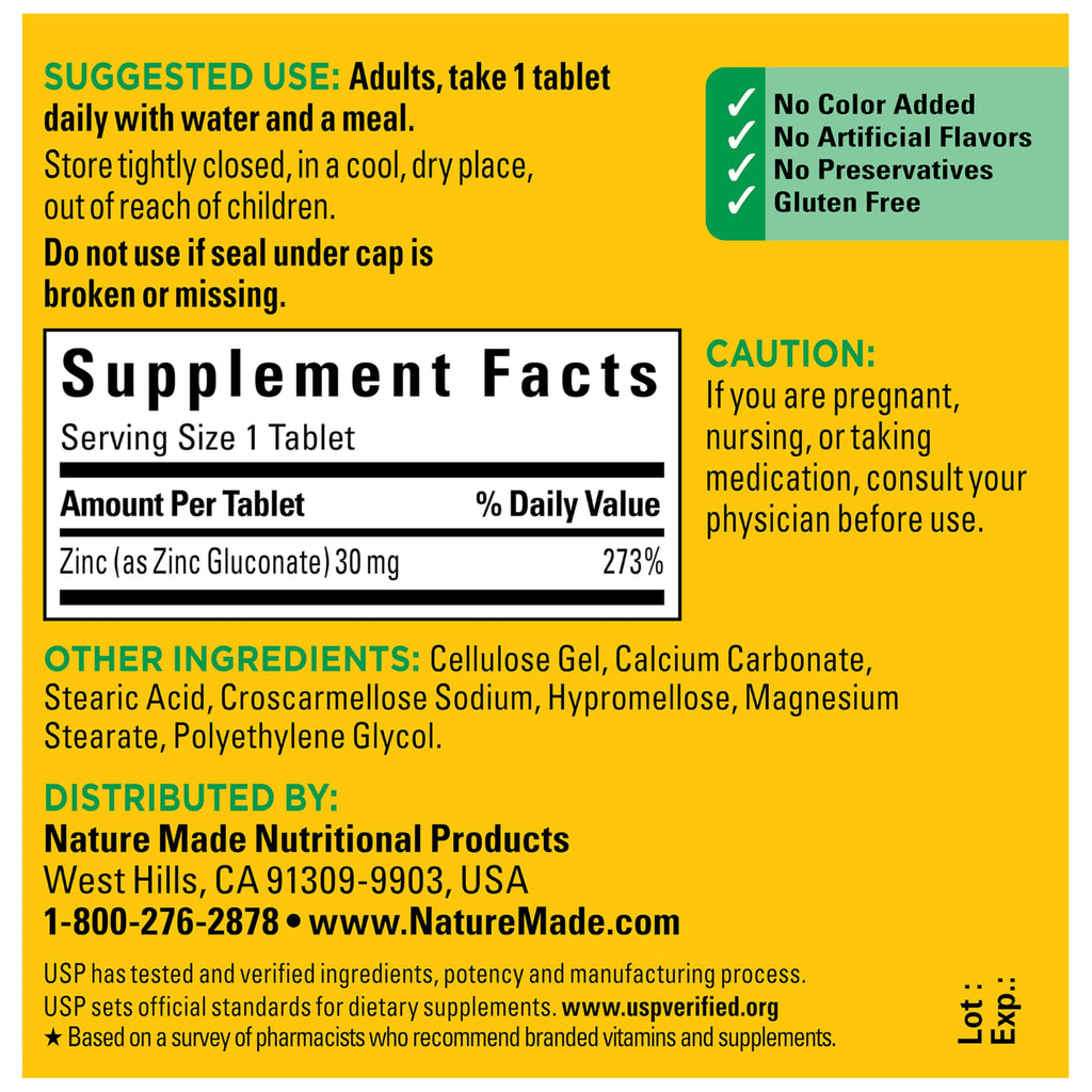 Zinc 30 mg 100 Tablets D3881