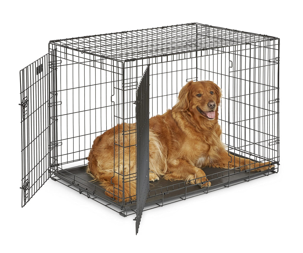 42-inch Double Door Dog Crate with Pet Bed, 2 Bowls and Privacy Cover Y83112