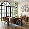 Brown 9 Piece Extendable Dining Table Set with 8 Suede Chairs D798680