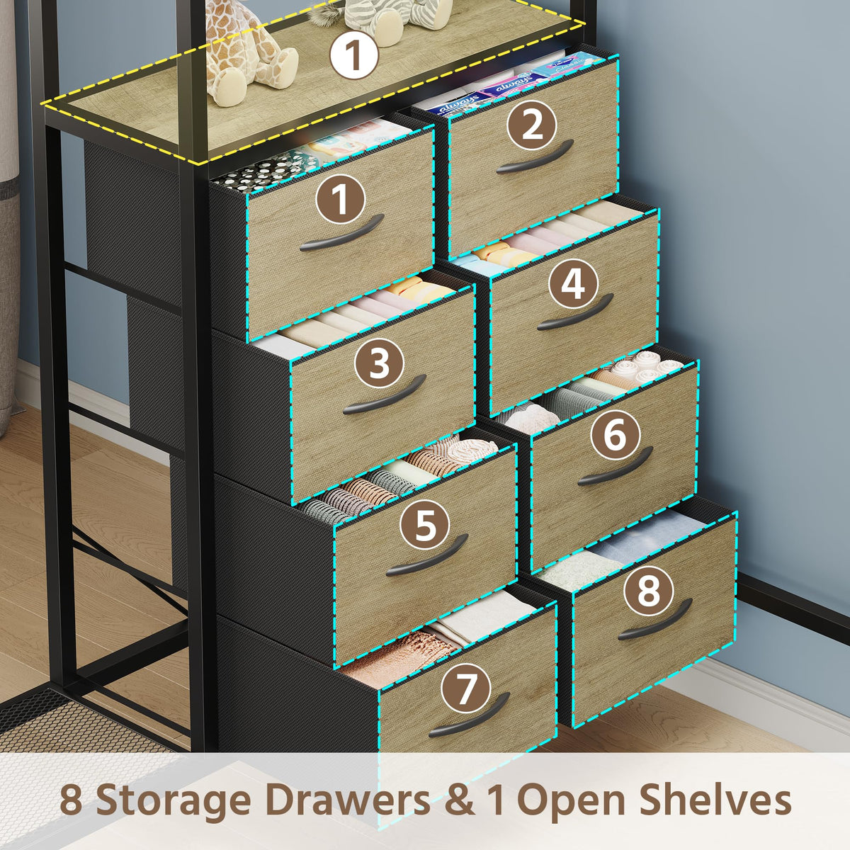 Oak Gray Full Over Twin Bunk Bed with Desk and Drawers B6116
