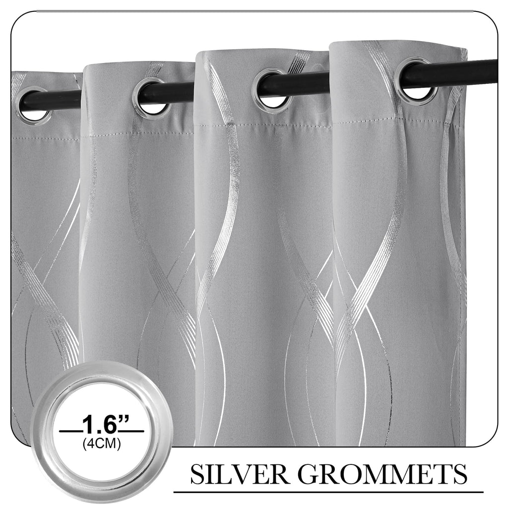 Silver Grey Pattern Curtains 52 x 84 Inch J83488
