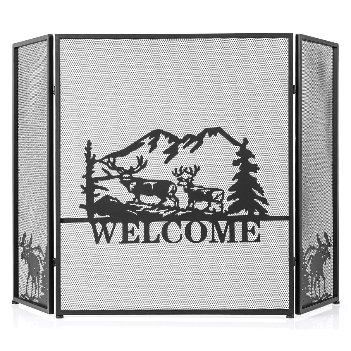 Foldable Fireplace Screen with Moose Pattern C503